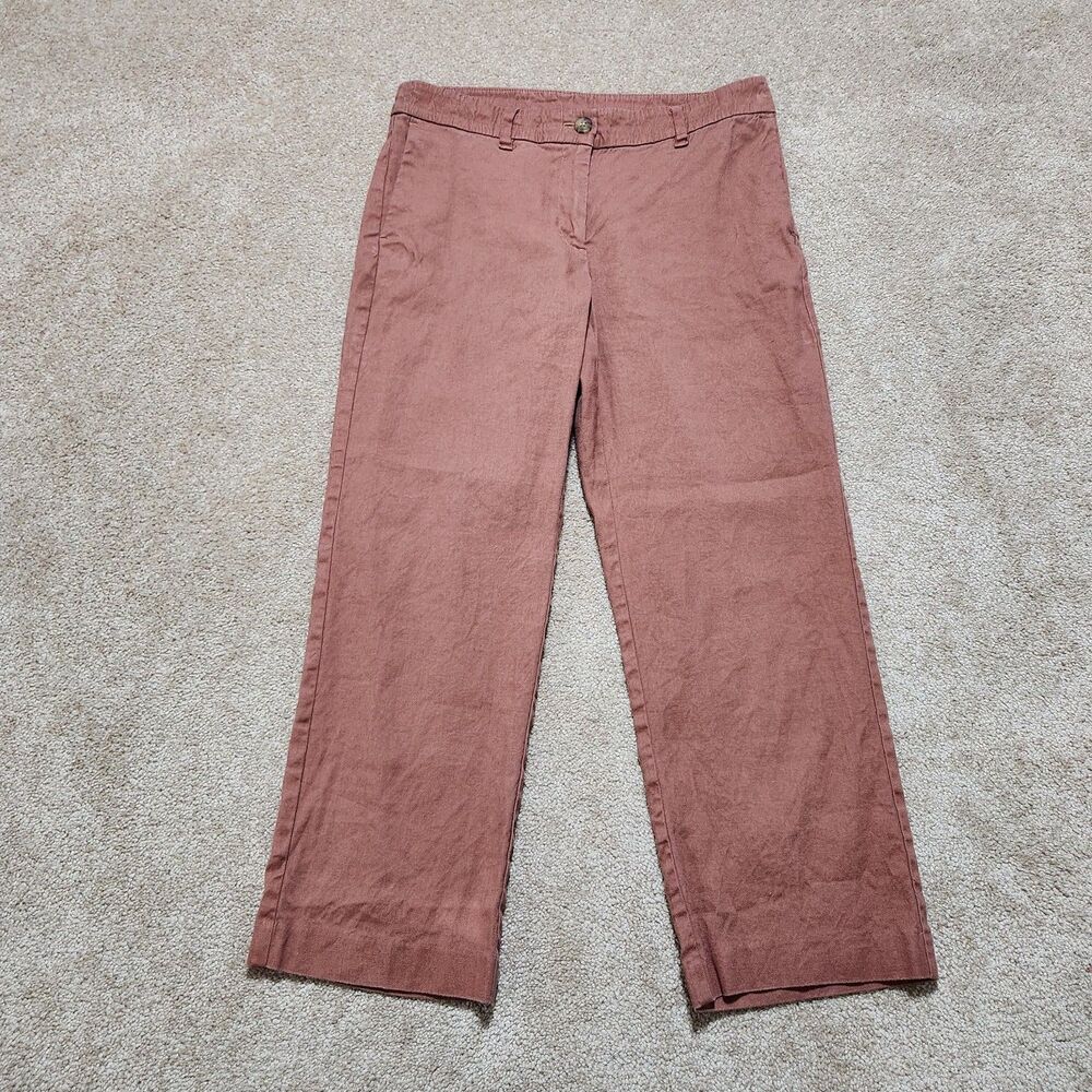 J. Jill Pants Women 6 Rust Red Linen Stretch Wide Leg Mid Rise